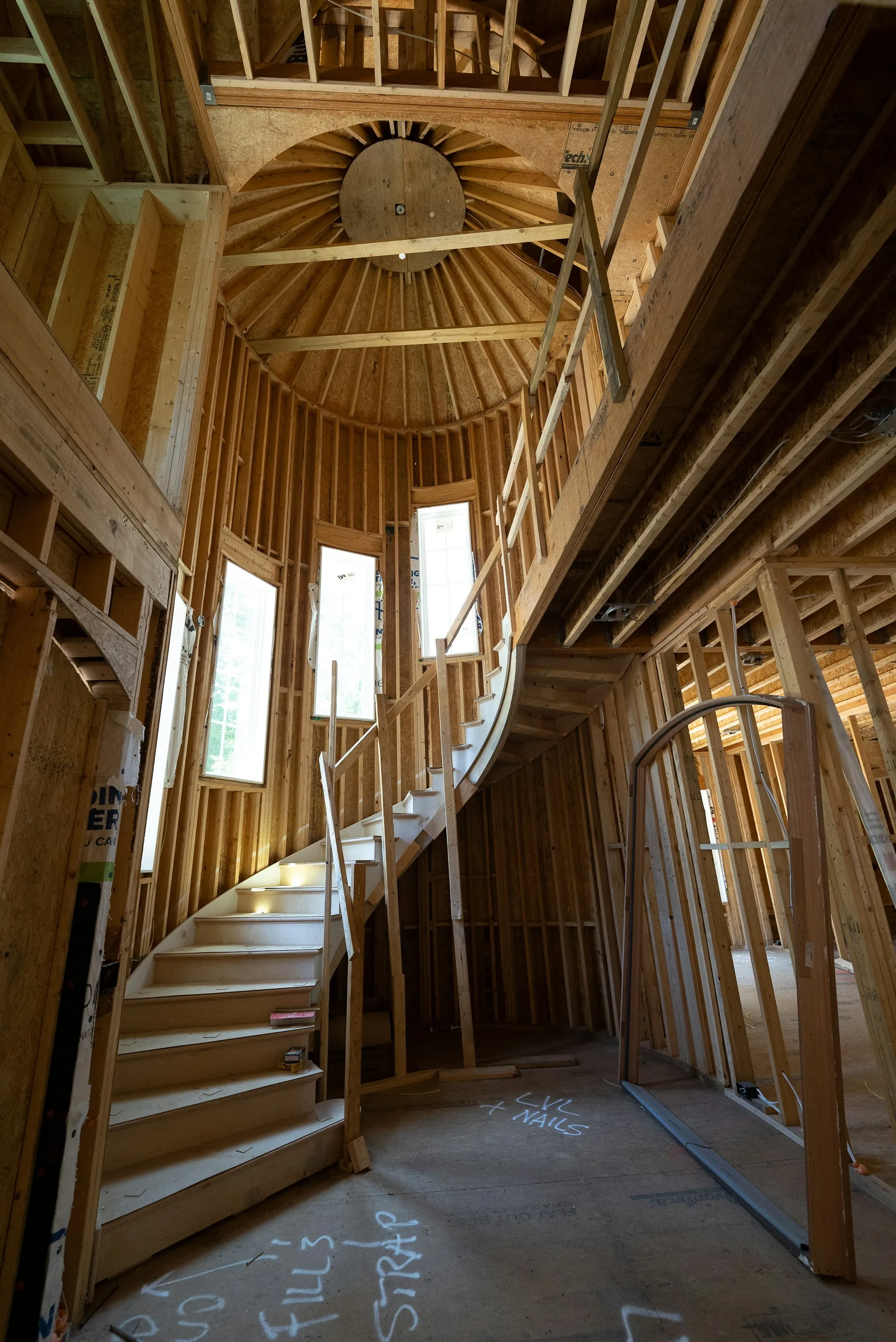 Room under construction with exposed wood framing