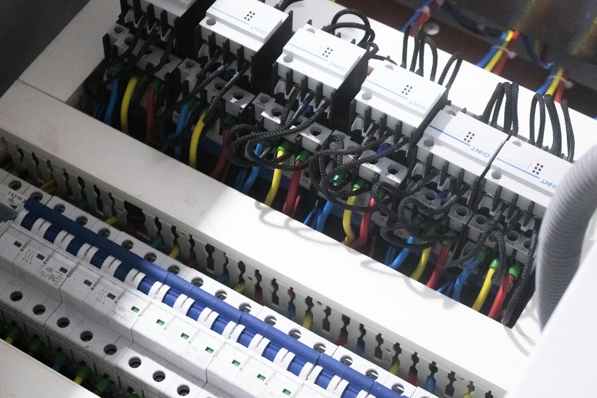 Cables terminated into a switch box